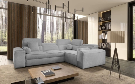 Rozkládací pohovka Viano II světle šedá pravá designová rohová rozkládací pohovka v moderním provedení