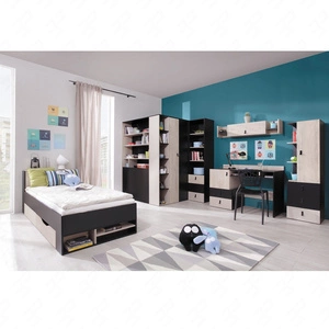 Nábytková sestava Niko černá / dub / béžová ideální do dětského nebo studentského pokoje v módním stylu