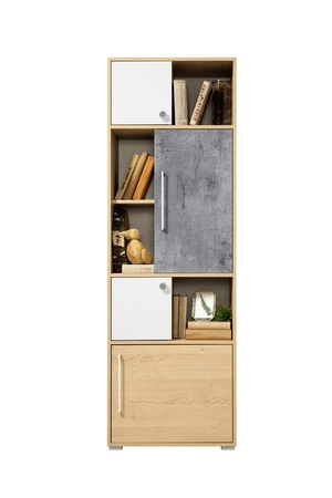 Knihovna Cary 60 cm dub biskvit / bílá / beton ideální do pokoje pro mládež velmi dobře použitelná má moderní vzhled knihovna