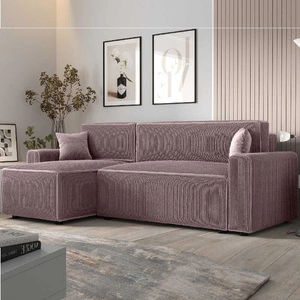 Rohová sedací souprava s funkcí spaní Brandon Bis heather left trojrozměrná tkanina s výrazným pruhovaným kontejnerem na lůžkoviny