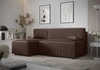 Rohová sedací souprava s funkcí spaní Brandon hnědá levostranná trojrozměrná tkanina s výraznou pruhovanou nádobou na lůžkoviny