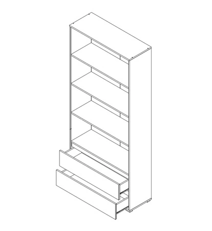 Široká knihovna Jednoduchý pudrově růžový funkční nábytek do dětského pokoje s prostornými zásuvkami stylová knihovna