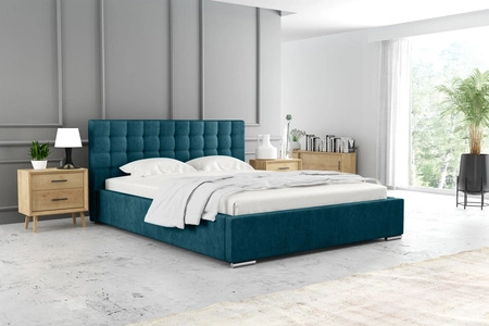 Čalouněná postel Umiky 140x200 tyrkysová Stylová postel s úložným prostorem na lůžkoviny Pohodlný podhlavník zaujme svým elegantním designem