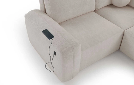 Rohová sedací souprava s funkcí spaní Arbon II černá levé provedení stylový design výrazný zaoblený tvar nádoba na lůžkoviny