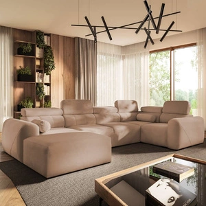 Rohová pohovka s funkcí spaní Cantare IV losos levá Pečlivě zpracovaná rohová sedačka do obývacího pokoje poskytuje komfort a pohodlí