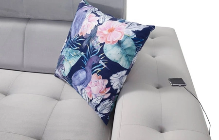 Černá levá rohová pohovka Hampton VII s funkcí spaní do pokoje ze sametové látky s hladkým povrchem