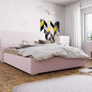 Čalouněná postel Eljas 140x200 pudrově růžová s moderním stylem čela ideální do ložnice