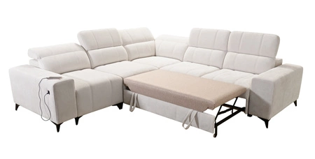 Rohová sedačka s funkcí spaní Penejos III zelená levá mimořádně pohodlná a praktická rohová sedačka do obývacího pokoje dvě nádoby na lůžkoviny