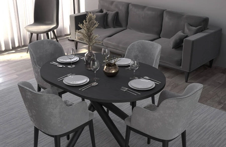 Lyonský stůl 100x138 cm portlandský jasan / černý stylový jídelní stůl na designových pavoučích nohách výškově nastavitelný