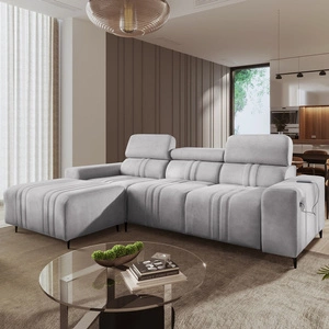 Rohová pohovka s funkcí spaní Castel šedý jasan levá pohodlná a stylová rohová pohovka s kontejnerem na lůžkoviny