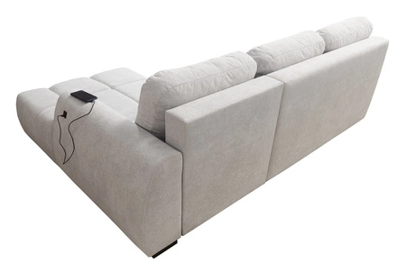 Rohová pohovka s funkcí spaní Gentle pudrově růžová pravostranná stylová designová rohová rozkládací pohovka charakteristická svým zaobleným tvarem