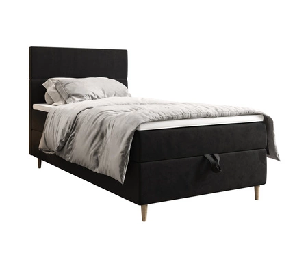 Kontinentální postel Bing 100x200 grafit v moderním skandinávském stylu s čalouněným čelem postele s úložným boxem