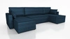 Rohová sedací souprava s funkcí spaní Rebenes U modrá univerzální rohová sedací souprava trojrozměrná látka s výraznými pruhy nádoba na lůžkoviny