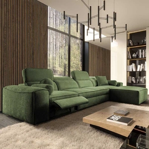 Rohová sedací souprava s funkcí spaní Viano XII Lux zelená pravostranná designová rohová sedací souprava do obývacího pokoje s pohodlným výsuvným podnožníkem