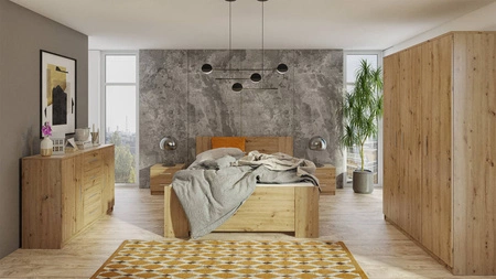 Ložnicová sestava Rico dub řemeslný nadčasový design ložnicová sestava nábytku z kvalitní laminované desky