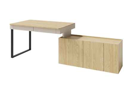 Nábytková sestava Paguro pískově béžová / olejovaný dub ideální do pokoje pro mladé v módním stylu