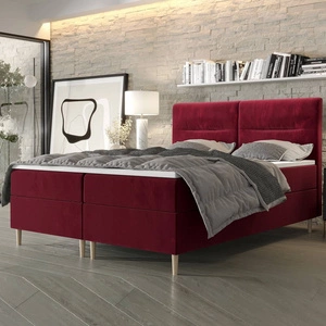 Kontinentální postel Voltera 160x200 ve vínové barvě v moderním skandinávském stylu s výrazným čelem