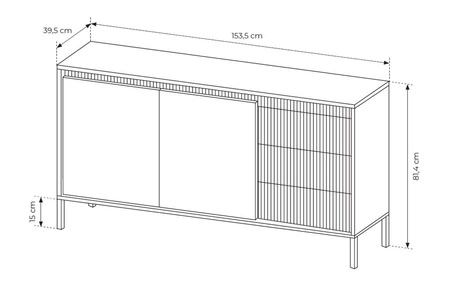 Komoda Sesti 154 cm béžová moderní a originální design zajímavá kombinace drážkování s hladkými čely