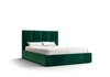 Čalouněná postel Aresa 140x200 s kontejnerem na lahve zelené barvy v moderním skandinávském stylu s pohodlnou opěrkou hlavy