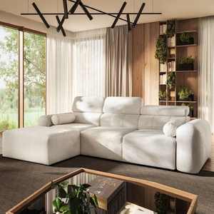 Cantare rohová pohovka s funkcí spaní slonová kost levá funkční a pohodlná rohová pohovka s moderním designem plyšová látka