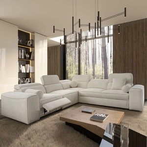 Rohová sedací souprava s funkcí spaní Viano III Lux krémová levá moderní rohová sedací souprava do obývacího pokoje s výsuvnou podnožkou kontejner na ložní prádlo