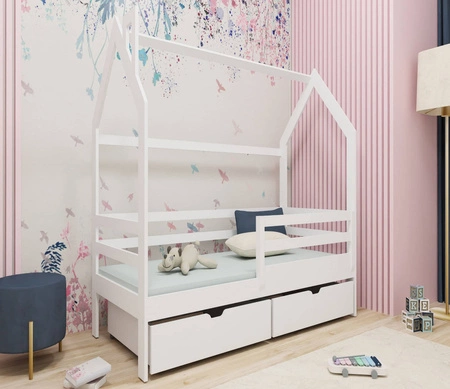 Dřevěná postel Dale 70x140 cm bílá moderní design dětská postel z masivního borovicového dřeva dětská postel domeček