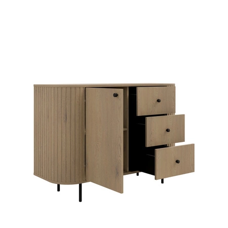 Komoda Ovalio 123 cm dub cremona elegantní komoda s výjimečně stylovým designem oválného tvaru zdůrazněného frézováním