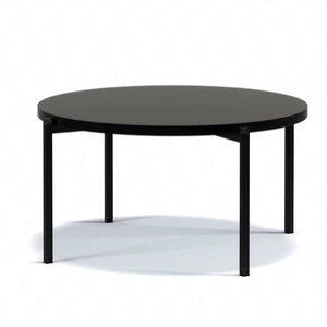 Kulatý konferenční stolek 84 cm Sampi černý lesklý nadčasový design masivní kovová podnož ideální stolek do každého prostředí