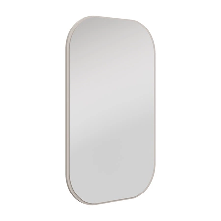 Závěsné zrcadlo Ovalio 68 cm béžové funkční doplněk k toaletnímu stolku zrcadlo do předsíně a šatny s neobvyklým tvarem