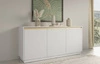 Komoda Imperial 154 cm bílá moderní design elegantní komoda s frézovanými čely a kartáčovanými zlatými úchyty