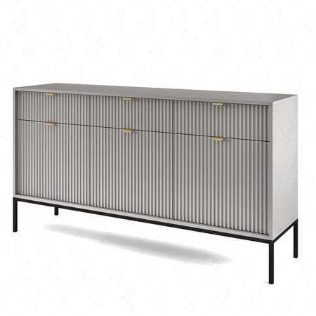 Šedá zásuvková komoda Lovro 154 cm Moderní design potěší milovníky osobitých interiérů