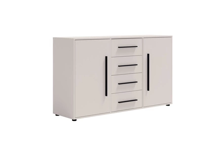 Komoda Maxione 150 cm béžová elegantní a univerzální styl komody do ložnice nebo obývacího pokoje vkusné černé úchyty