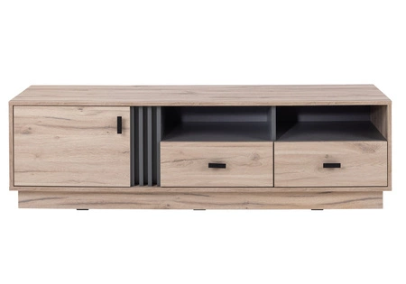 TV skříňka Estan 155 cm dub estan světlý / antracit moderní design nábytku kvalitní zpracování hrany knihovny zakončené speciální dýhou