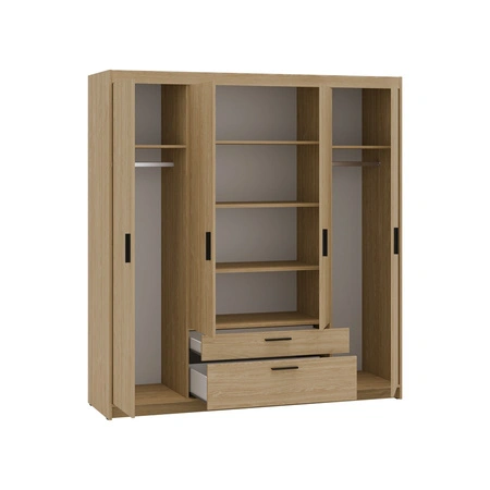 Šatní skříň Rene 176 cm dub olejovaný Stylový design Prostorná šatní skříň Šatní skříň klasického tvaru vybavená velkými zásuvkami