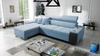 Rohová rozkládací pohovka Dafni modrá levostranná sametová pohodlnost a funkčnost při každodenním odpočinku