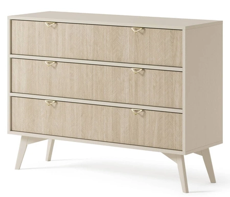 Komoda Wald 106 cm béžová / béžová rybí kost vkusný dekor rybí kosti na čelech prostorná komoda ve skandinávském stylu