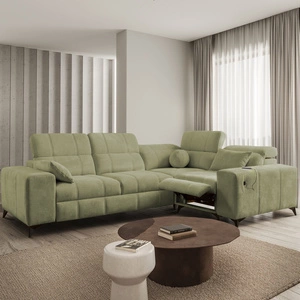 Rohová sedačka s funkcí spaní Penejos II Lux olivová pravá pohodlná rohová sedačka do obývacího pokoje s pohodlným výsuvným podnožníkem