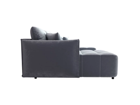 Rohová sedací souprava s funkcí spaní Oroso U modrá lněná nádoba měkká sametová tkanina s hydrofobní vrstvou dekorativní prošívání