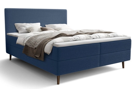 Kontinentální postel Totti 140x200 modrá stylová postel s úložným prostorem trojrozměrná tkanina s výraznými pruhy