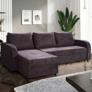 Rohová sedačka s funkcí spaní Scarlo černá univerzální v nastavení Rohová sedačka do obývacího pokoje z odolné velurové tkaniny