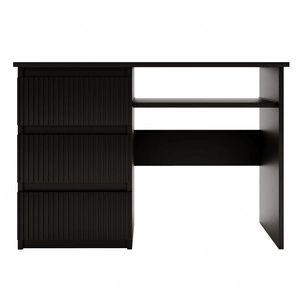 Psací stůl se zásuvkami Flexi 110 cm černý univerzální psací stůl s možností instalace zásuvek na obou stranách dekorativní drážkované čela