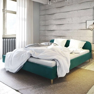 Ivrea 140x200 tyrkysová čalouněná postel s čelem v moderním stylu ideální do ložnice