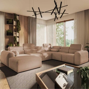 Rohová pohovka s funkcí spaní Cantare VIII losos levý vkusná rohová sedací souprava s polohovatelnými opěrkami hlavy nádoby na lůžkoviny