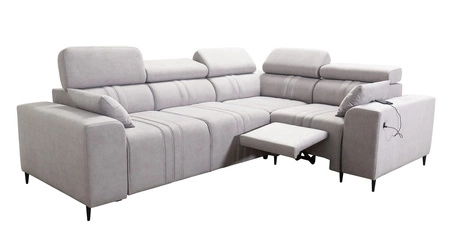 Rohová sedací souprava s funkcí spaní Castel II Lux šedohnědá pravá pohodlná rohová sedací souprava do obývacího pokoje s pohodlným výsuvným podnožníkem
