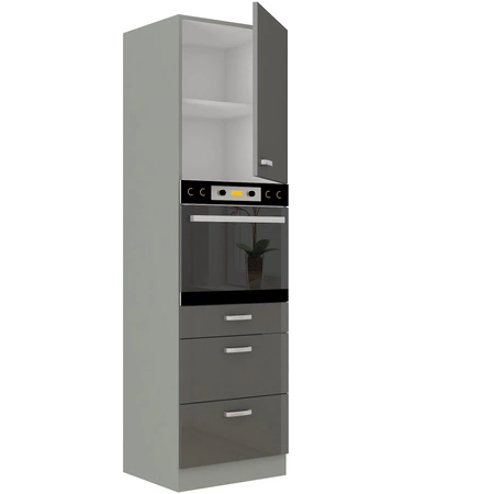 Kuchyňský příspěvek Grey 60 DPS-210 3S 1F vestavná skříň na troubu se zásuvkami odolná proti páře vysoké teplotě a rozlitým tekutinám