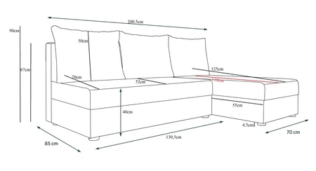 Rohová sedací souprava s funkcí spaní Bowers černá / bílá pravá rohová sedací souprava s úložným prostorem na lůžkoviny záruka nejvyššího komfortu