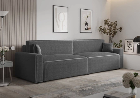 Rozkládací pohovka Brandon XL Bis šedá moderní design trojrozměrná pruhovaná látka výrazná látková nádoba na lůžkoviny