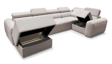 Rohová pohovka s funkcí spaní Cantare IV šedý jasan levá Pečlivě zpracovaná rohová pohovka do obývacího pokoje poskytuje komfort a pohodlí