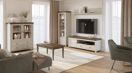 Sestava nábytku do obývacího pokoje Evora béžová / dub dunin potěší milovníky výrazných interiérů svým atraktivním designem a funkčností