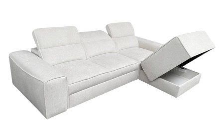 Rohová sedací souprava s funkcí spaní Viano světle šedá pravostranná stylová rohová sedací souprava se zajímavým tvarem nastavitelné opěrky hlavy dekorativní polštáře